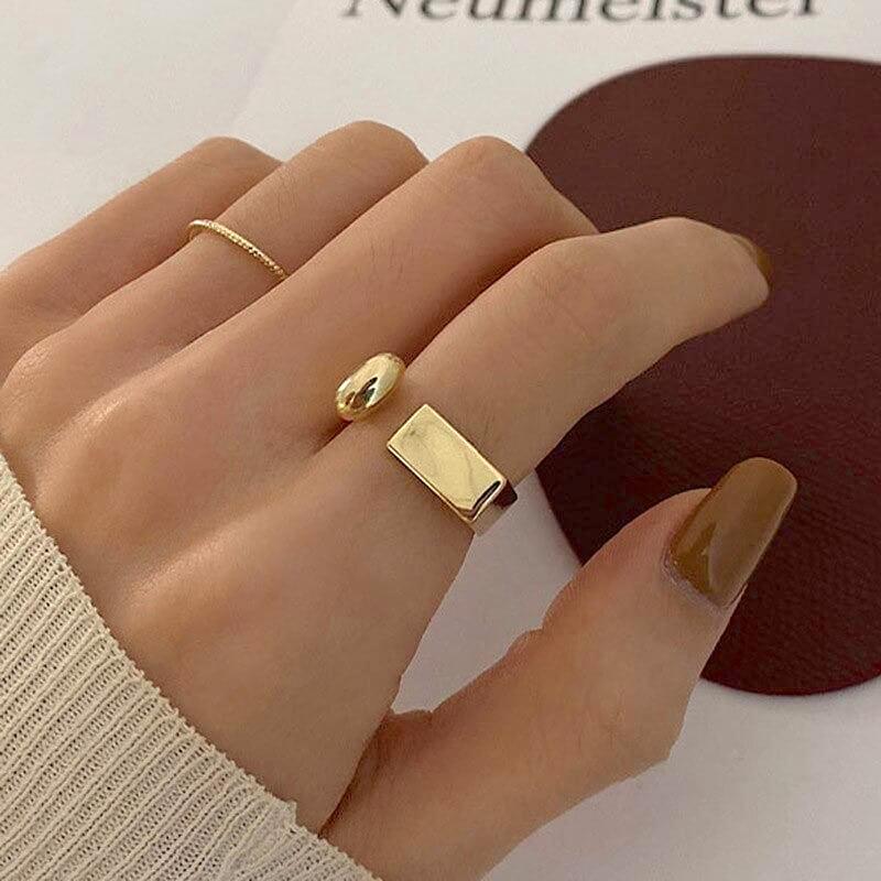 Anello a Barra Piatta da Donna, Aperto in Oro-Modaso