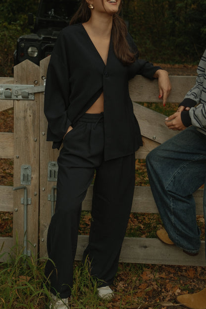 BLUSA DONNA BLU NOTTE – CAMICIA ELEGANTE A UN BOTTONE-Modaso