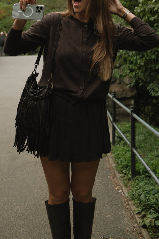 BORSA A MANO DONNA MARRONE SCURO-Modaso