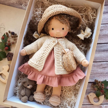 Bambola per il gioco libero, Fatta a mano, Gioco di fantasia, Bambole, Giocattolo pedagogia Waldorf-Bambola della pianura-Modaso