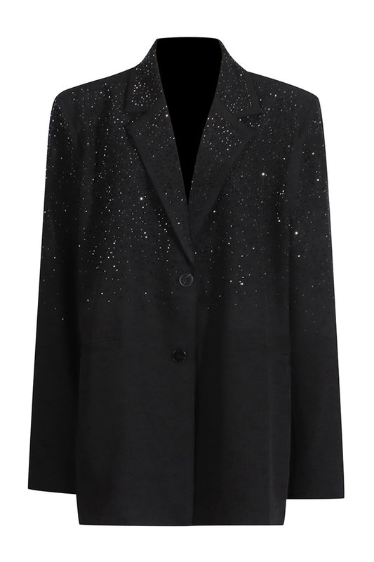 Blazer con Paillette | Oversize | Lunga | Giacca nera | Giacca da donna-Nero-S-Modasso