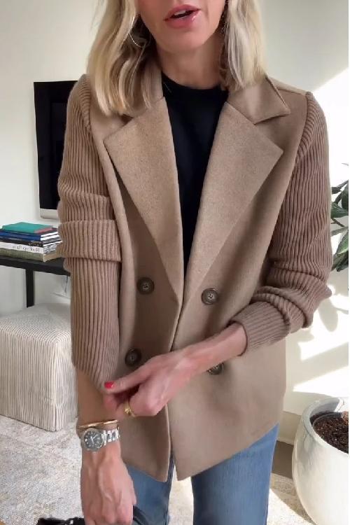 Blazer da donna doppiopetto con maniche in maglia