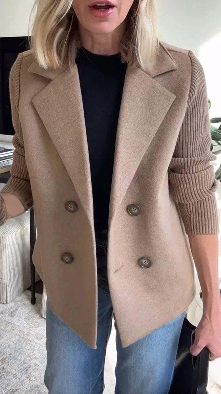 Blazer da donna doppiopetto con maniche in maglia