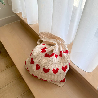 Borsa Hobo all'Uncinetto, Borsa Shopper Estiva da Donna-Rosso-Modaso