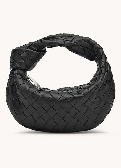 Borsa Intrecciata, Piccola, con Zip, Borsa con Nodo-Nero-Modaso