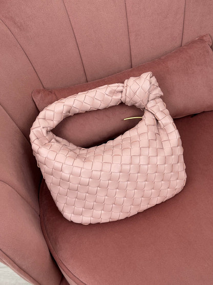 Borsa Intrecciata, Piccola, con Zip, Borsa con Nodo-Rosa-Modaso
