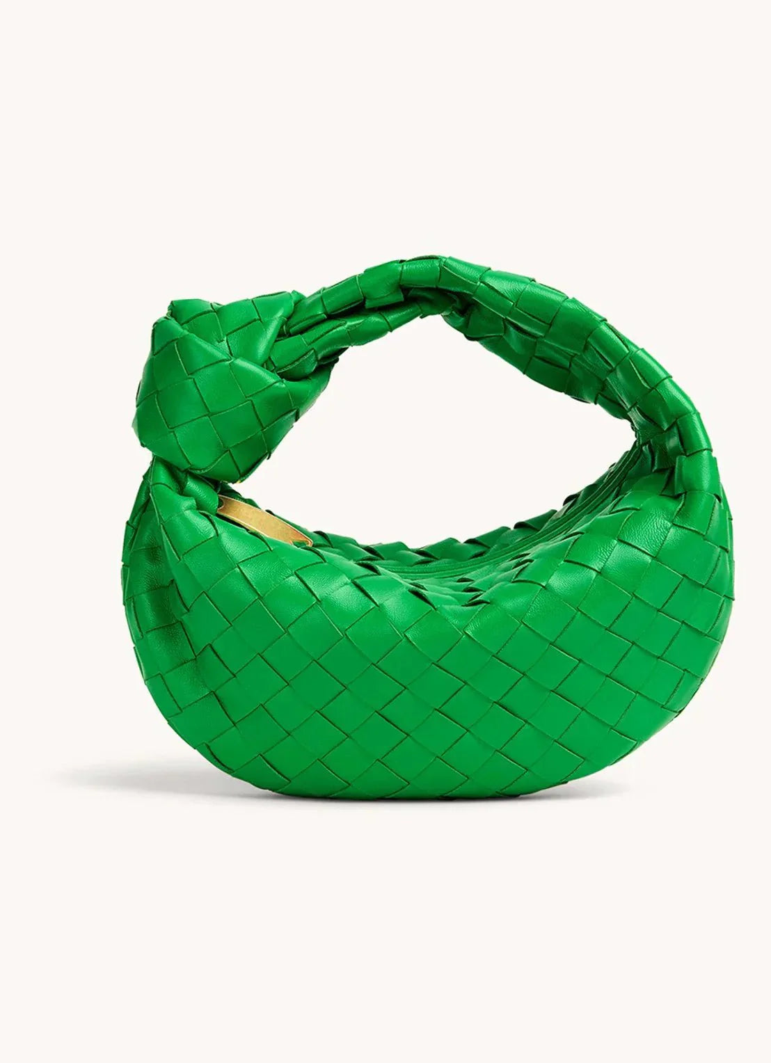Borsa Intrecciata, Piccola, con Zip, Borsa con Nodo-Verde-Modaso