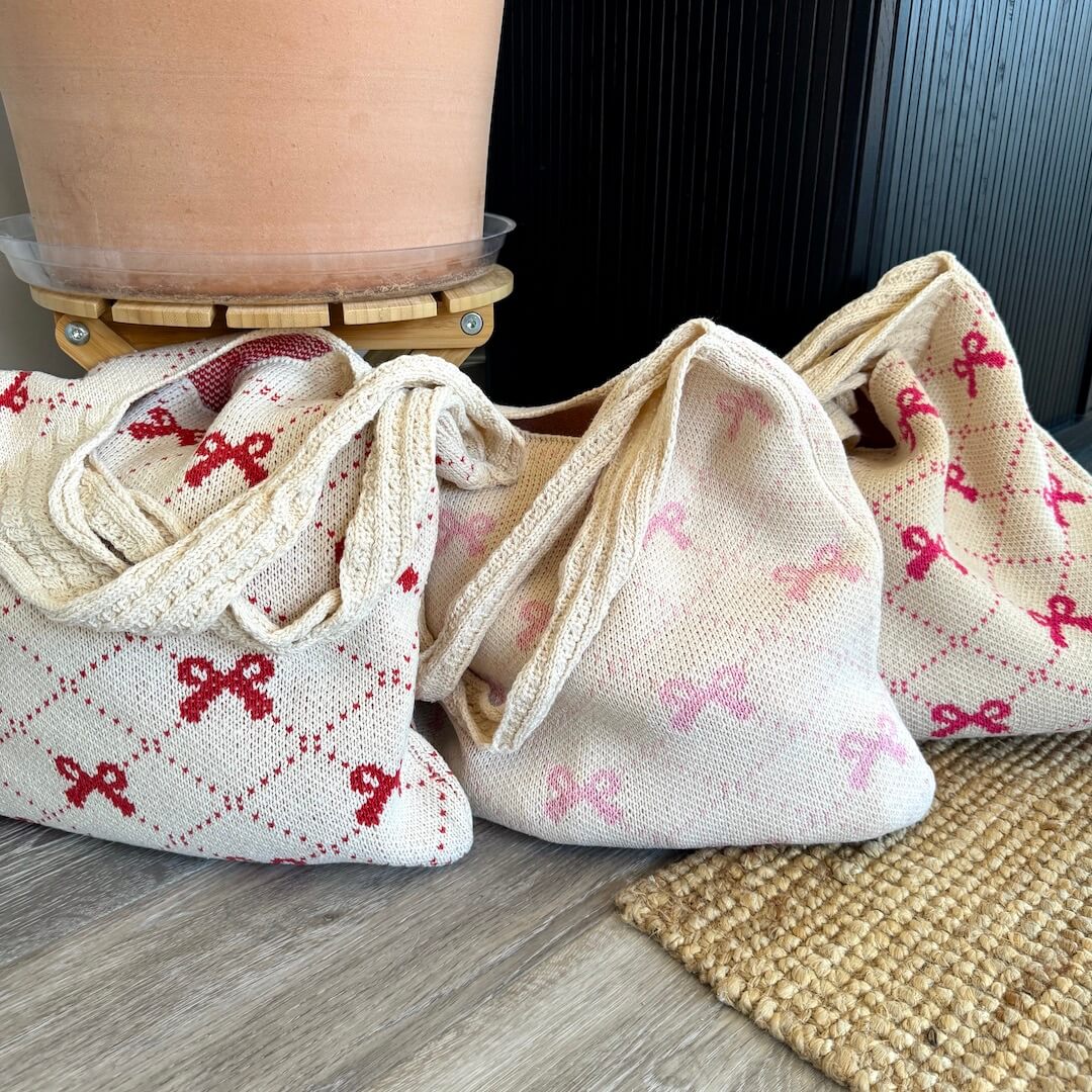 Borsa Shopper all'Uncinetto con Fiocchi da Donna-Modaso