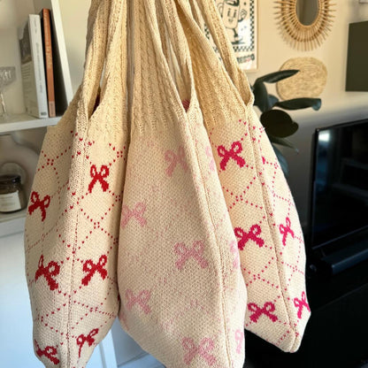 Borsa Shopper all'Uncinetto con Fiocchi da Donna-Modaso