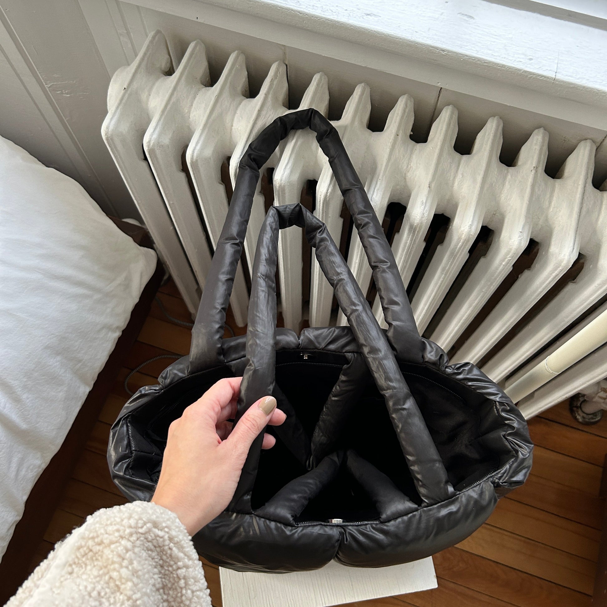 Borsa Tote Puffer, Grande Borsa a Spalla Imbottita da Donna-Modaso