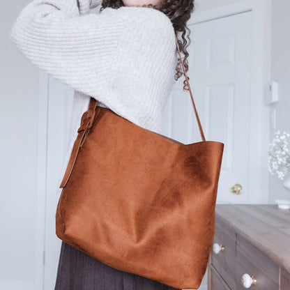 Borsa Tote a Spalla da Donna in Camoscio-Modaso