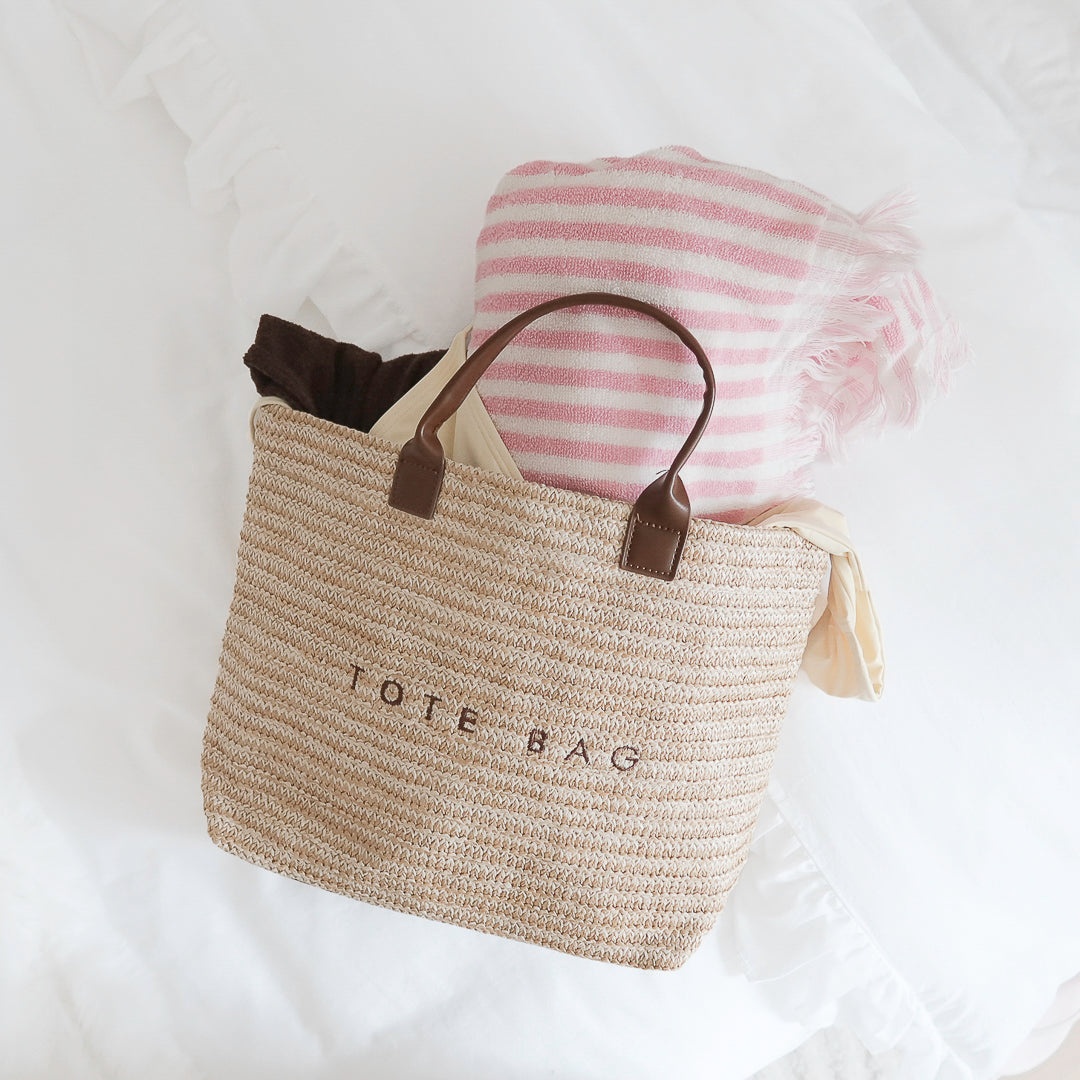 Borsa Tote in Paglia Donna, Shopper Intrecciata a Mano Naturale-Modaso