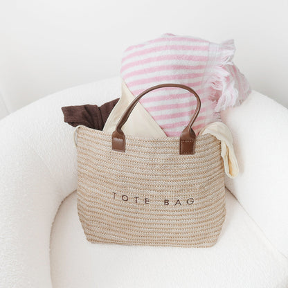 Borsa Tote in Paglia Donna, Shopper Intrecciata a Mano Naturale-Modaso