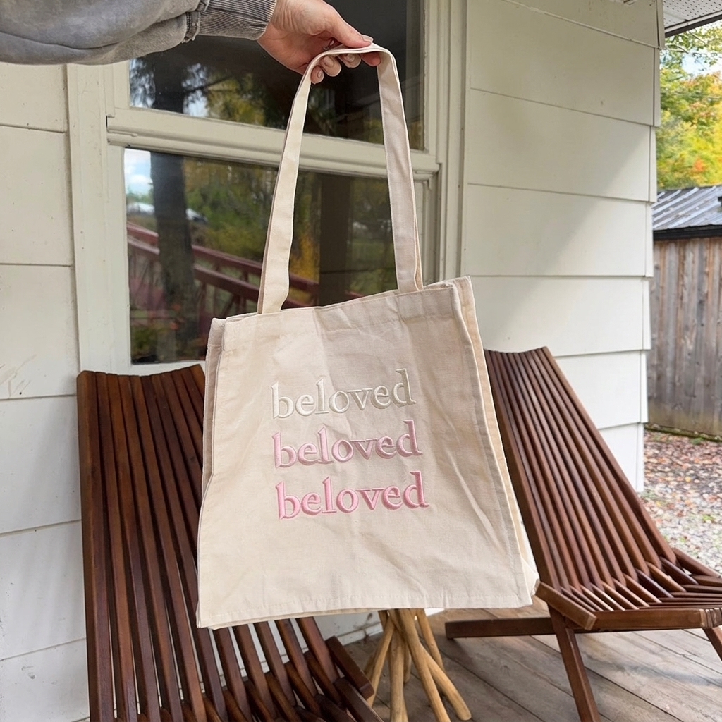 Borsa Tote in Tela con Ricamo Beloved-Modaso
