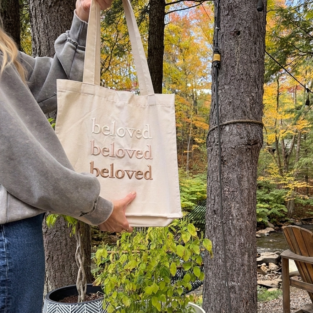 Borsa Tote in Tela con Ricamo Beloved-Modaso