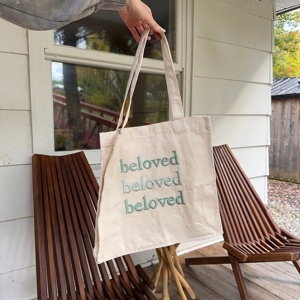 Borsa Tote in Tela con Ricamo Beloved-Modaso