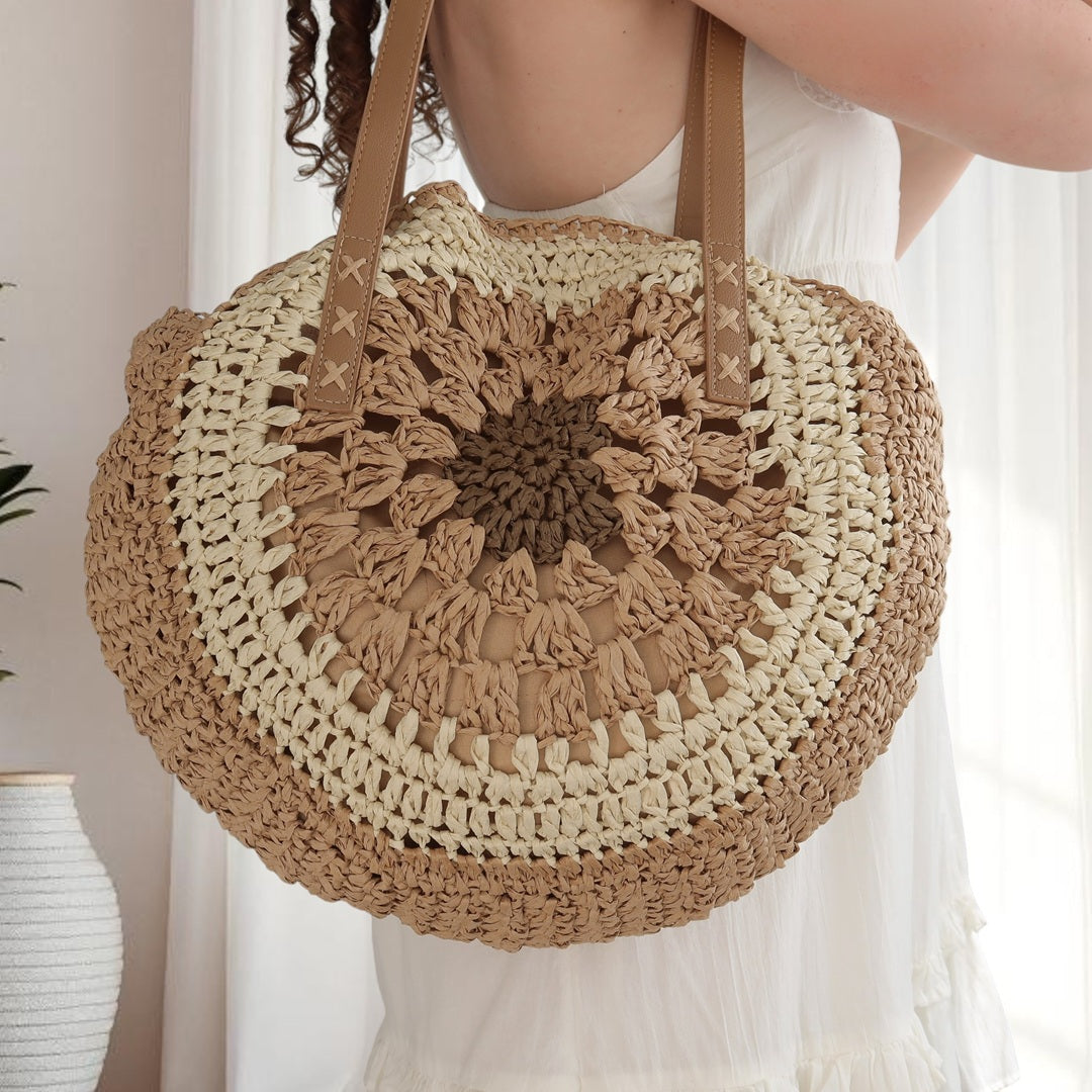Borsa a Spalla Boho da Donna in Paglia Intrecciata-Modaso