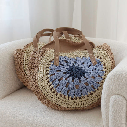 Borsa a Spalla Boho da Donna in Paglia Intrecciata-Modaso