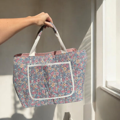 Borsa a Spalla Floreale, Grande Borsa Tote Aperta-Modaso