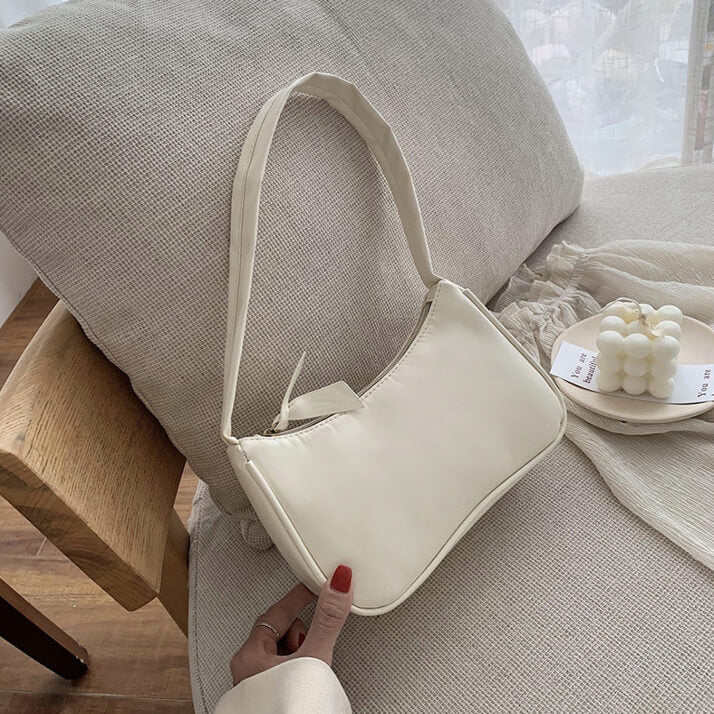 Borsa a Spalla Retro da Donna in Ecopelle-Bianco-Modaso