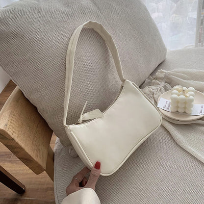 Borsa a Spalla Retro da Donna in Ecopelle-Bianco-Modaso