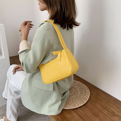 Borsa a Spalla Retro da Donna in Ecopelle-Giallo-Modaso