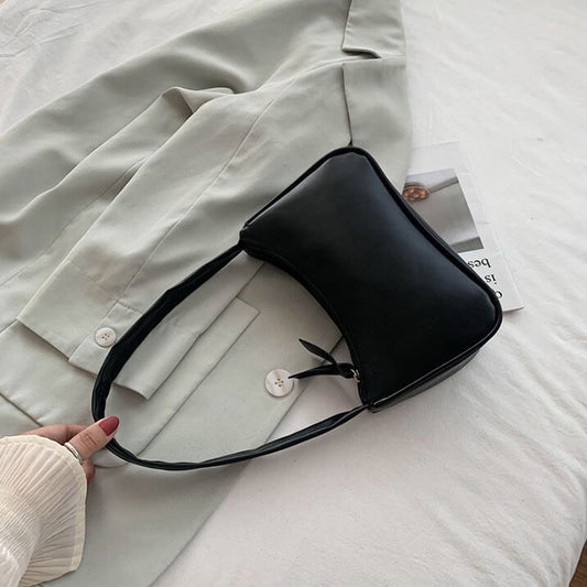 Borsa a Spalla Retro da Donna in Ecopelle-Nero-Modaso