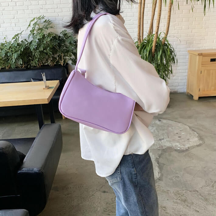 Borsa a Spalla Retro da Donna in Ecopelle-Viola-Modaso