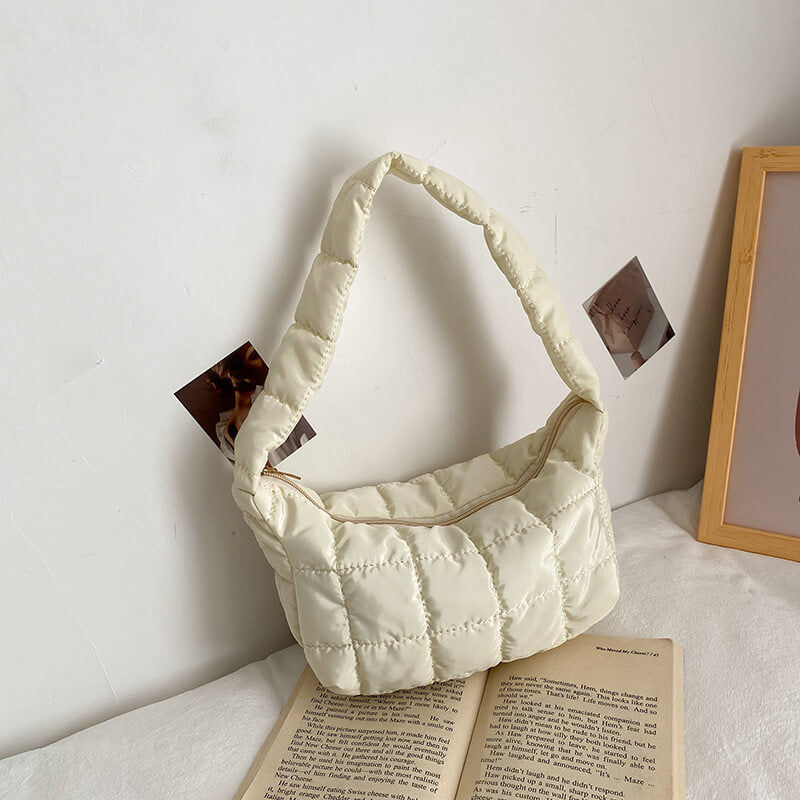 Borsa a Spalla Trapuntata Imbottita da Donna-Bianco-Modaso