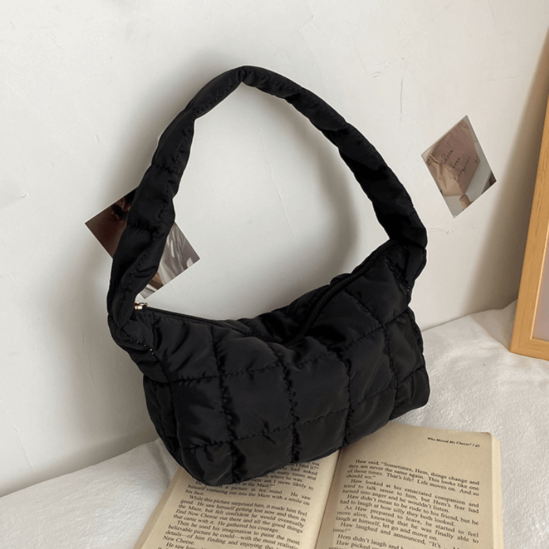 Borsa a Spalla Trapuntata Imbottita da Donna-Nero-Modaso