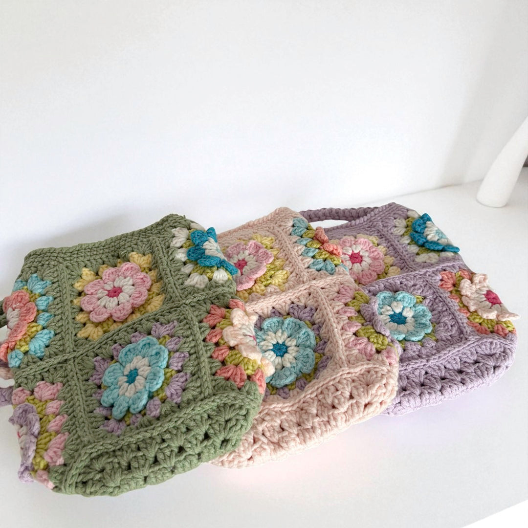 Borsa a Tracolla all'Uncinetto Floreale da Donna-Modaso