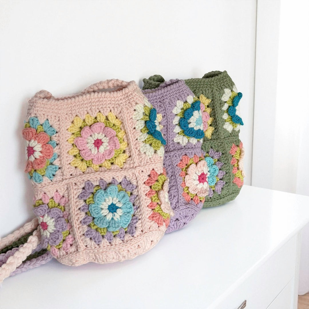 Borsa a Tracolla all'Uncinetto Floreale da Donna-Modaso