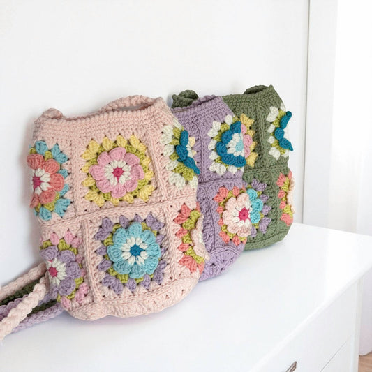 Borsa a Tracolla all'Uncinetto Floreale da Donna-Modaso
