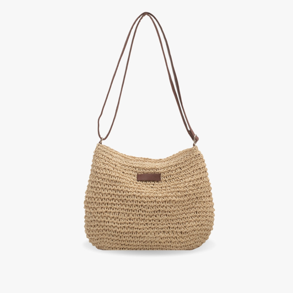 Borsa a tracolla | Beige | Tracolla regolabile | Borsa di paglia | Borsa a tracolla-Beige-Modasso