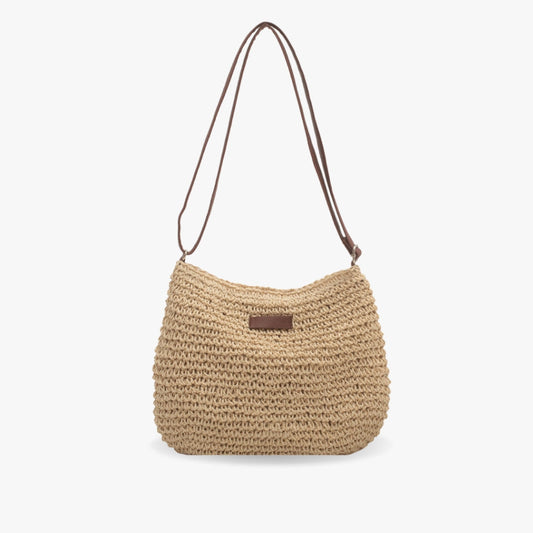Borsa a tracolla | Beige | Tracolla regolabile | Borsa di paglia | Borsa a tracolla-Beige-Modasso