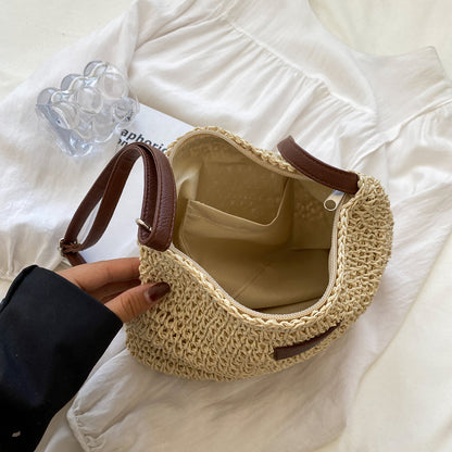 Borsa a tracolla | Beige | Tracolla regolabile | Borsa di paglia | Borsa a tracolla-Modasso