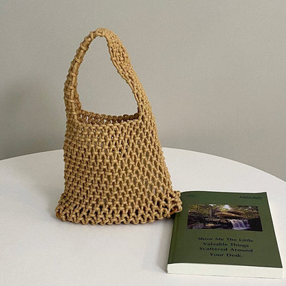 Borsa all'Uncinetto, Piccola Borsa Estiva da Donna-Caffe-Modaso