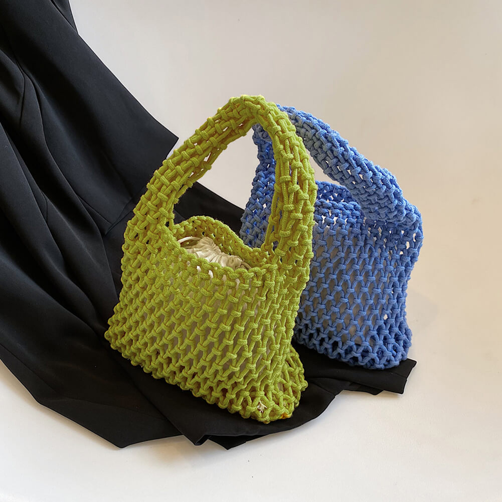Borsa all'Uncinetto, Piccola Borsa Estiva da Donna-Verde Lime-Modaso