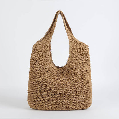 Borsa da Spiaggia in Paglia, Borsa a Spalla Hobo Estiva-Cachi-Modaso