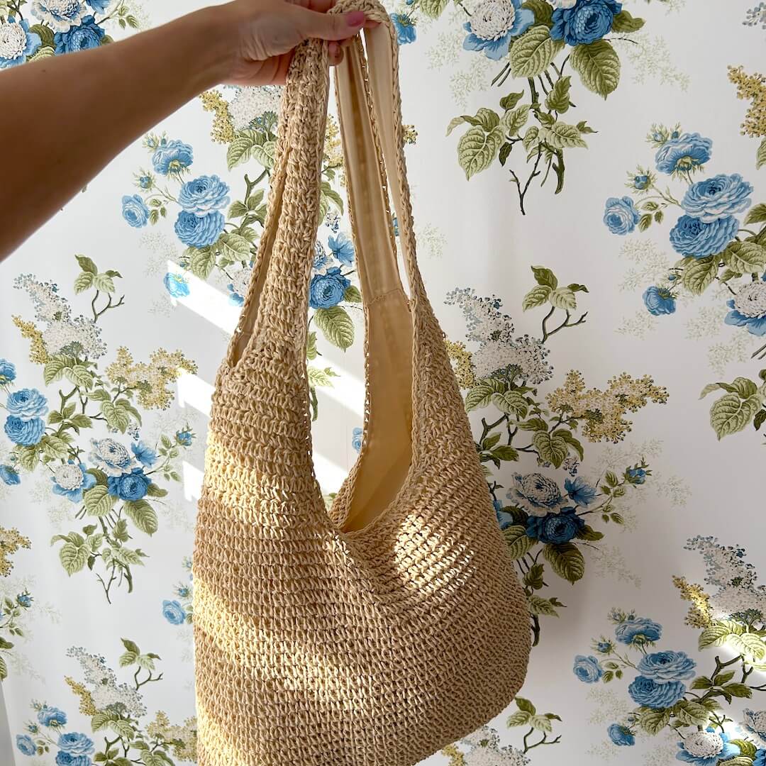 Borsa da Spiaggia in Paglia, Borsa a Spalla Hobo Estiva-Modaso