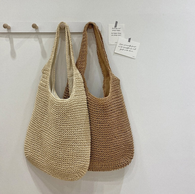 Borsa da Spiaggia in Paglia, Borsa a Spalla Hobo Estiva-Modaso