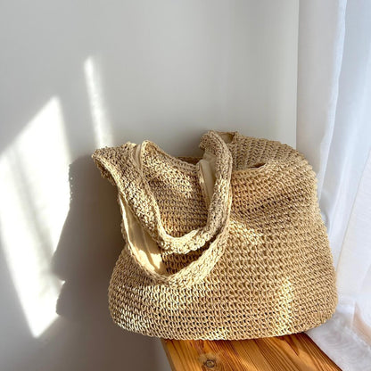 Borsa da Spiaggia in Paglia, Borsa a Spalla Hobo Estiva-Modaso