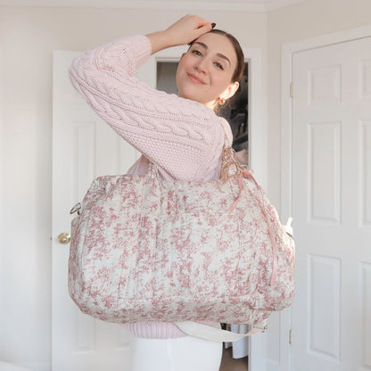 Borsa da Viaggio da Donna, Borsone Floreale Rosa-Modaso