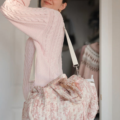 Borsa da Viaggio da Donna, Borsone Floreale Rosa-Modaso