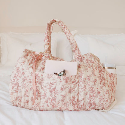 Borsa da Viaggio da Donna, Borsone Floreale Rosa-Modaso