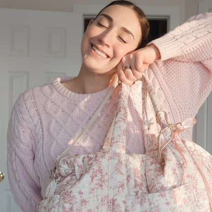 Borsa da Viaggio da Donna, Borsone Floreale Rosa-Modaso
