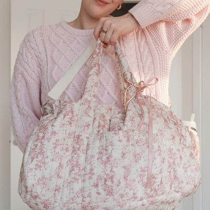 Borsa da Viaggio da Donna, Borsone Floreale Rosa-Modaso