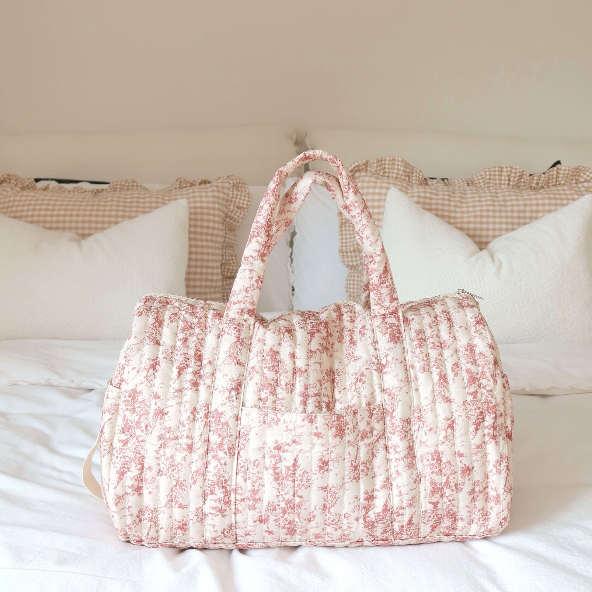 Borsa da Viaggio da Donna, Borsone Floreale Rosa-Modaso