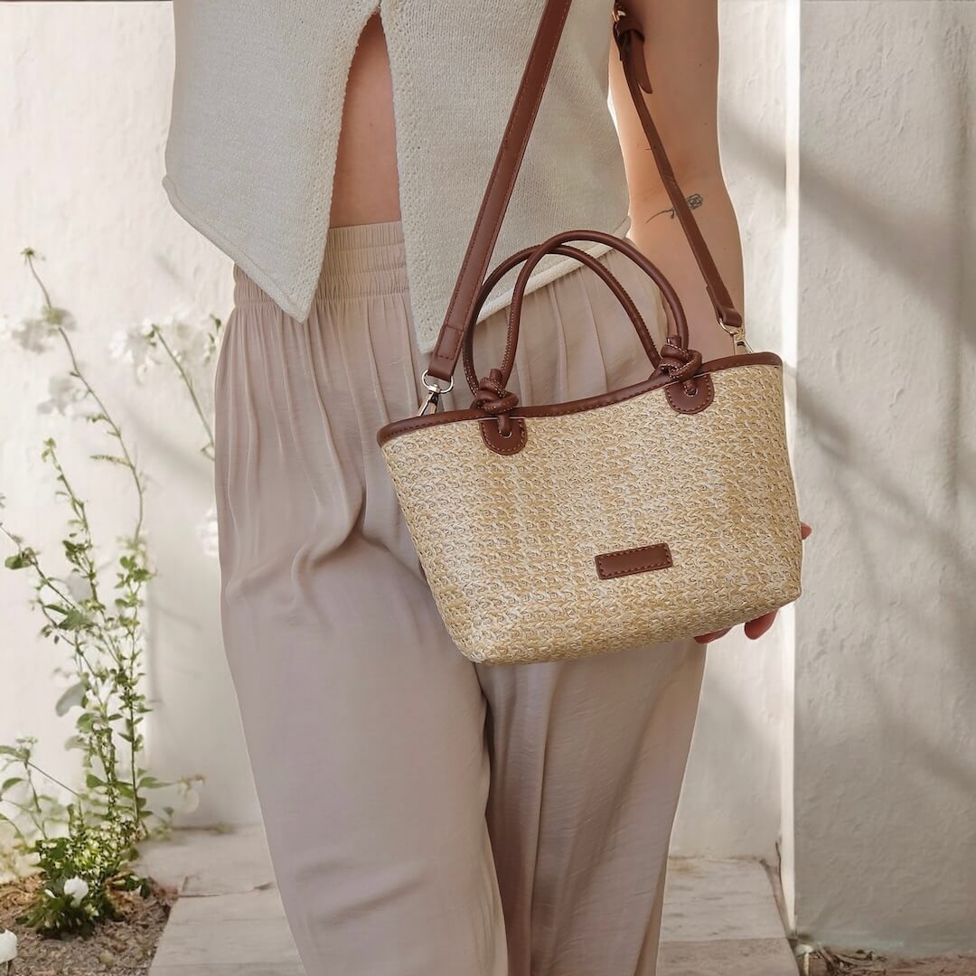 Borsa di Paglia, Borsa Intrecciata da Donna, Borsa Estiva-Modaso