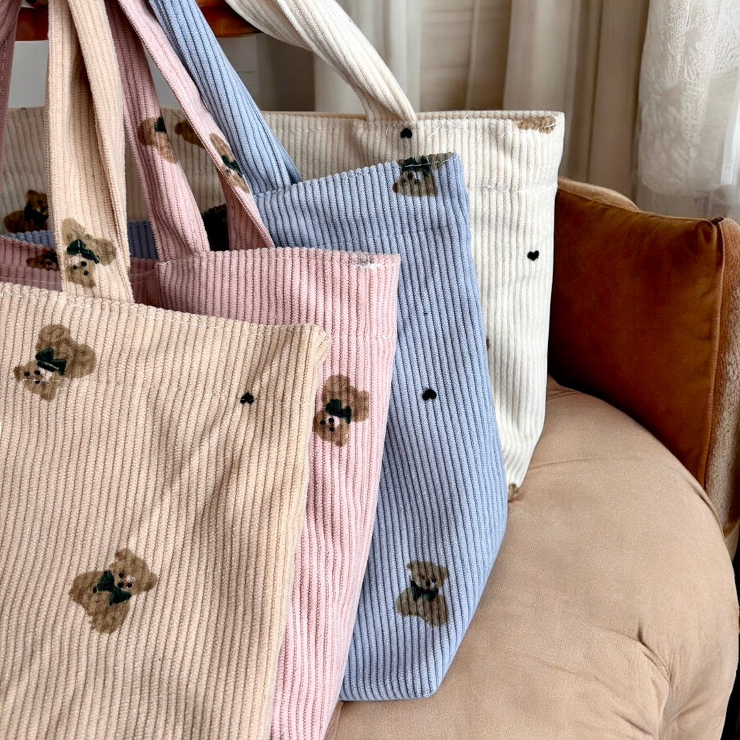 Borsa in Velluto a Coste con Orsetti da Donna-Modaso